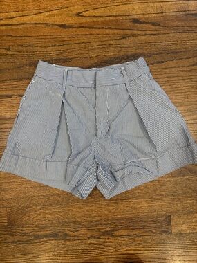 Banana Republic Blue and White Pinstripe High-Rise Shorts
